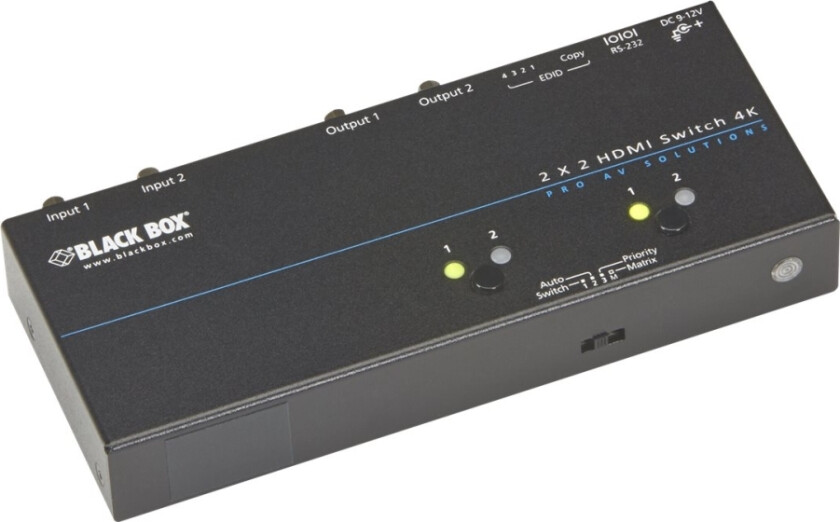 Black Box 4K Hdmi Matrix Switch 2 X 2 - Videosvitsj - 2 X Hdmi - Stasjonær, Rackmonterbar - Taa-Samsvar