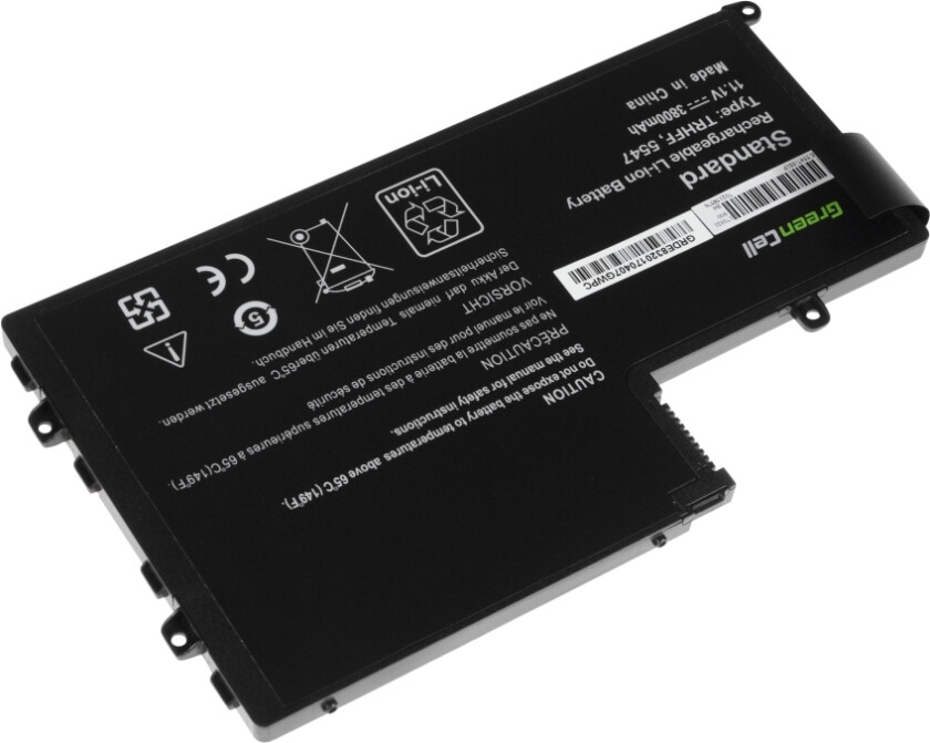 Green Cell - Batteri Til Bærbar Pc (Tilsvarer: Dell Trhff) - Litiumpolymer - 3-Cellers - 3800 Mah - Svart - For Dell Inspiron 15 5547, 15 5548 Latit