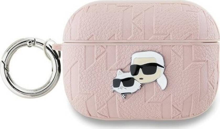 Klap2pgkcpp Airpods Pro 2 (2022/2023) Deksel Róowy/Rosa Monogram Karl & Choupette Head