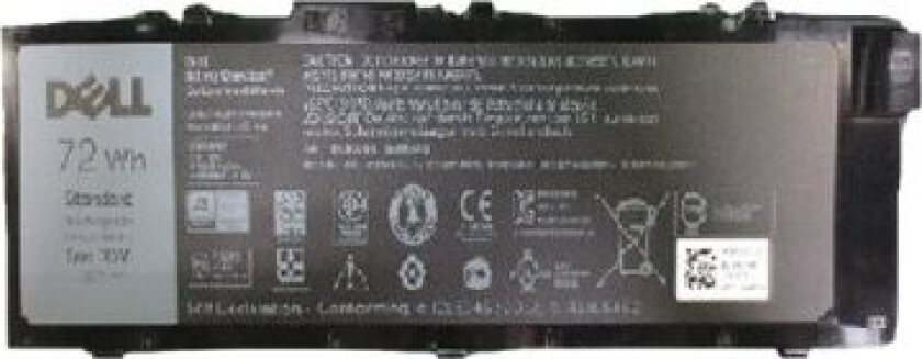 Primary Battery - Batteri Til Bærbar Pc - Litiumion - 6-Cellers - 72 Wh - For Precision 7510, 7520, 7710, 7720