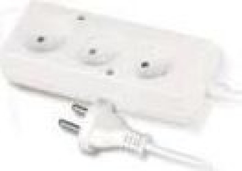 Plastrol Skjøteledning 3-Kontakt B/U 10A 1,5M Hvit Ps-360 (W-97471)