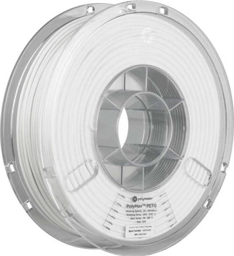 Polymaker Pb02004 Polymax Tough Filament Petg Høj Grad Af Stivhed, Varmebestandig, Slagfast 2.85 Mm 750 G Hvid 1 Stk