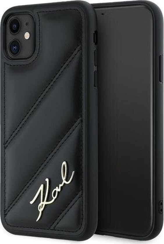 Klhcn61pqdsmgk Iphone 11 / Xr 6.1" Czarny/Black Hardcase Diagonal Quilted Script