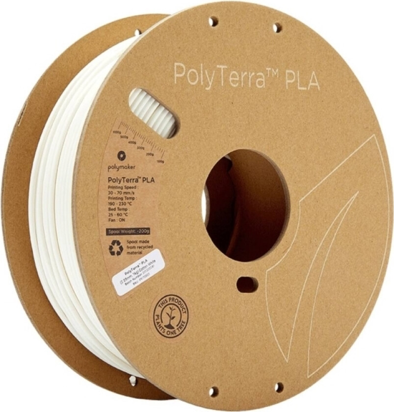 Polymaker 70823 Polyterra Pla Filament Pla-Plast 2.85 Mm 1000 G Hvid (Mat) 1 Stk