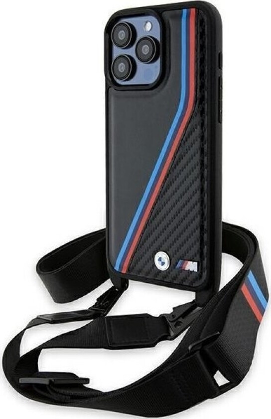 Bmw Bmw Bmhcp15x23psvtk Iphone 15 Pro Max 6.7" Czarny/Black Hardcase M Edition Carbon Tricolor Lines & Strap