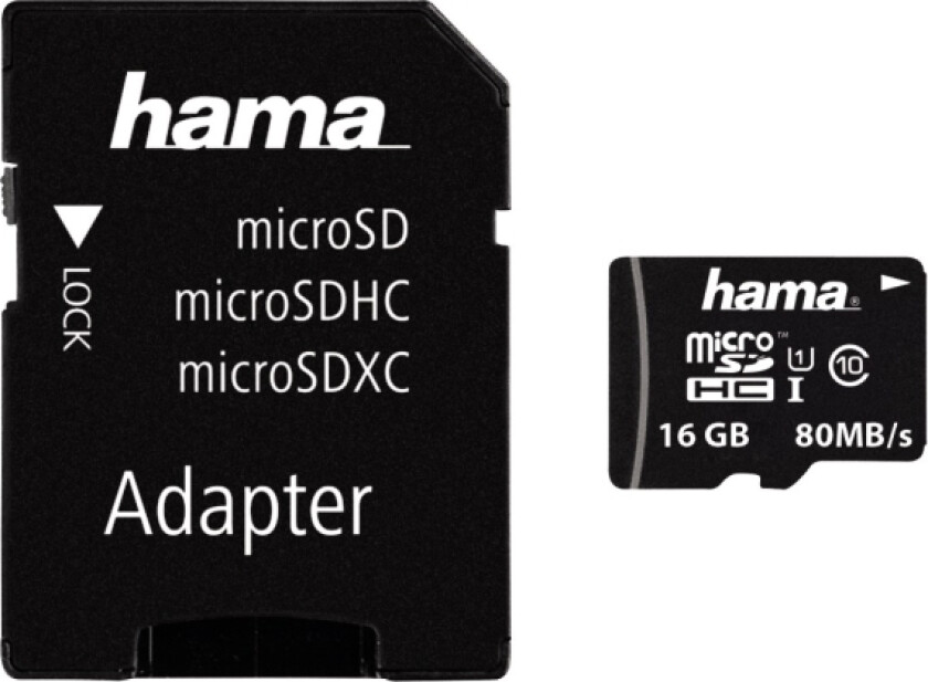 Microsdhc 16Gb, 16 Gb, Microsdhc, Klasse 10, Uhs-I, 80 Mb/S, Sort