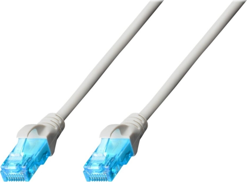 - Koblingskabel - Rj-45 (Hann) Til Rj-45 (Hann) - 25 Cm - Utp - Cat 5E - Med Støvel, Uten Hindringer - Grå