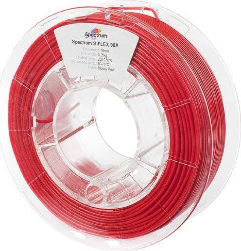 Spectrum Group Spectrum Group Spectrumg 590317565194 Filament Spectrum / S-Flex 90A / Blodig Rød / 1,75 Mm / 0,25 Kg