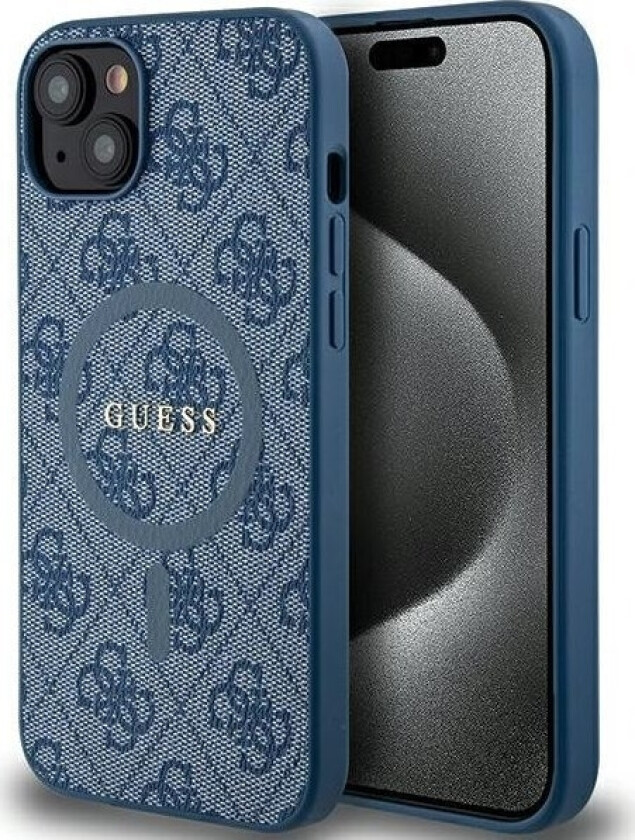 Originalt Guess Frontpaneldeksel Guhmp15mg4gfrb For Iphone 15 Plus (Kompatibel Med Magsafe / 4G Ring Klassisk Logo / Blå)