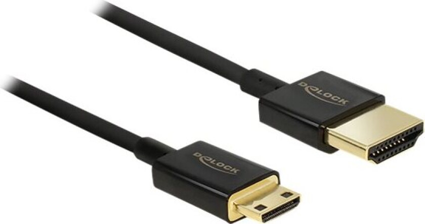 Delock Slim Premium - Hdmi-Kabel Med Ethernet - 19 Pin Micro Hdmi Type D Hann Til Hdmi Hann - 1 M - Trippel Beskyttelse - Svart - 4K-Støtte