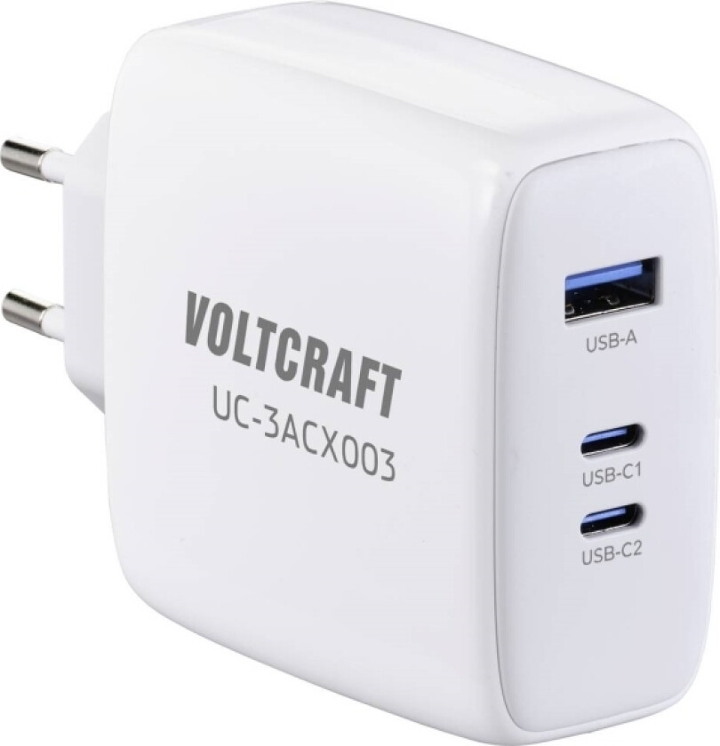 Voltcraft Gan Vc-13079915 Usb-Lader Innendørs Utgangsstrøm (Maks.) 5 A 3 X Usb-C®, Usb-A Usb-Strømforsyning (Usb-Pd) (Vc-13079915)