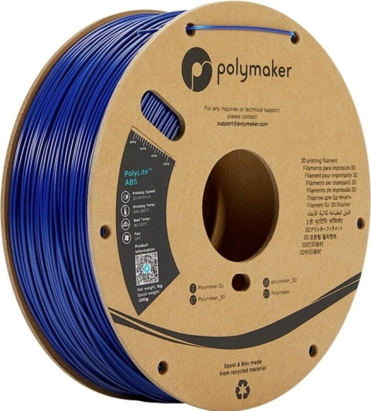 Polymaker Pe01017 Polylite Filament Abs-Plast Lugtsvag 2.85 Mm 1000 G Blå 1 Stk