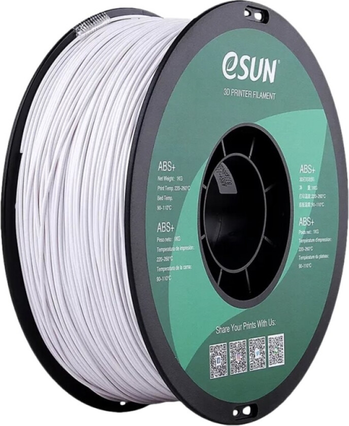 Esun - Kald Hvit - 1 Kg - Vacuum-Sealed Bag - Abs+ Filament (3D)