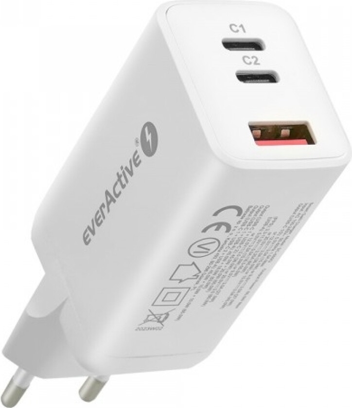 Everactive-Lader Everactive Gan Sc-650Q Nettverkslader Med Qc4+ Usb-Port Og 2X Usb-C Pd Pps 65W