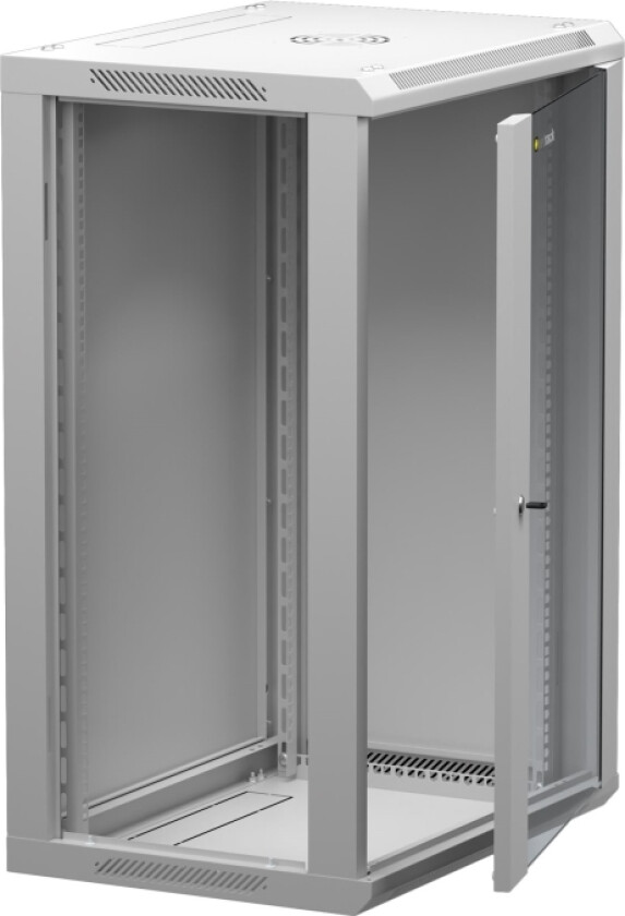 Netrack - Rack Skap - Veggmonterbar, Overhang Mountable - Grå - 18U - 19"