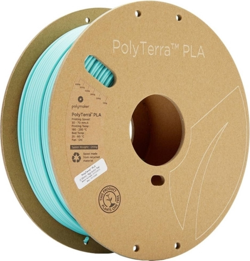 Polymaker 70845 Polyterra Pla Filament Pla-Plast 2.85 Mm 1000 G Blå-Grøn 1 Stk