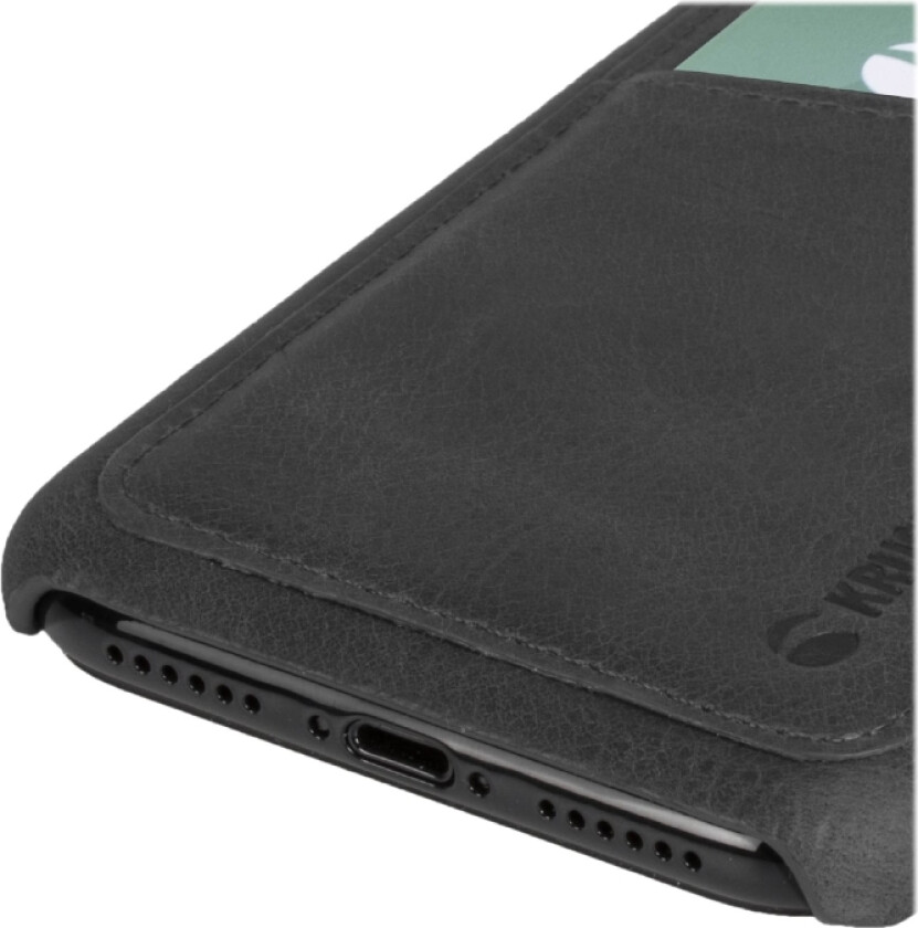 Krusell Sunne 2 Card Cover - Baksidedeksel For Mobiltelefon - Helnarvet Lær - Årgangssvart - For Apple Iphone Xs Max
