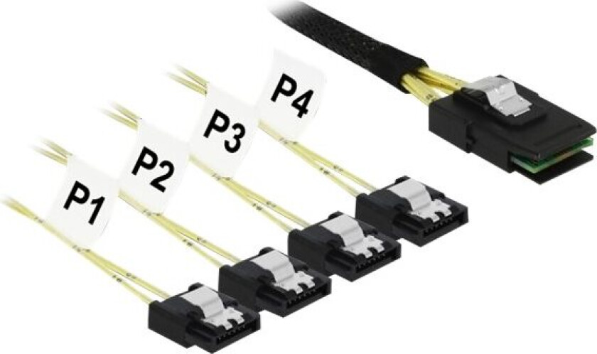 Delock - Sata/Sas-Kabel - Sas 6Gbit/S - Mini Sas (Sff-8087) (Hann) Til 4 X Sata (R) - 1 M