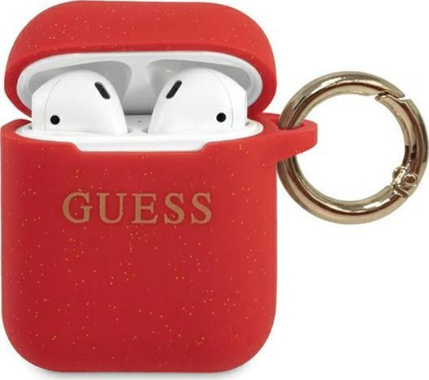 Guaccsilglre Airpods Deksel Rødt/Rødt Silikonglitter