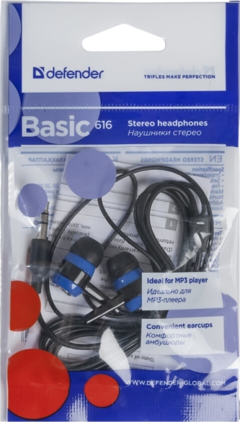 Basic 616 - Ørepropper - I Øret - Kablet - 3,5 Mm Jakk - Svart, Blå