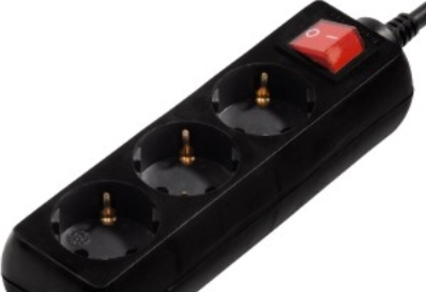 00108835, 3 Ac-Utganger, 230 V, 3500 W, Svart, Plastikk, 5 M