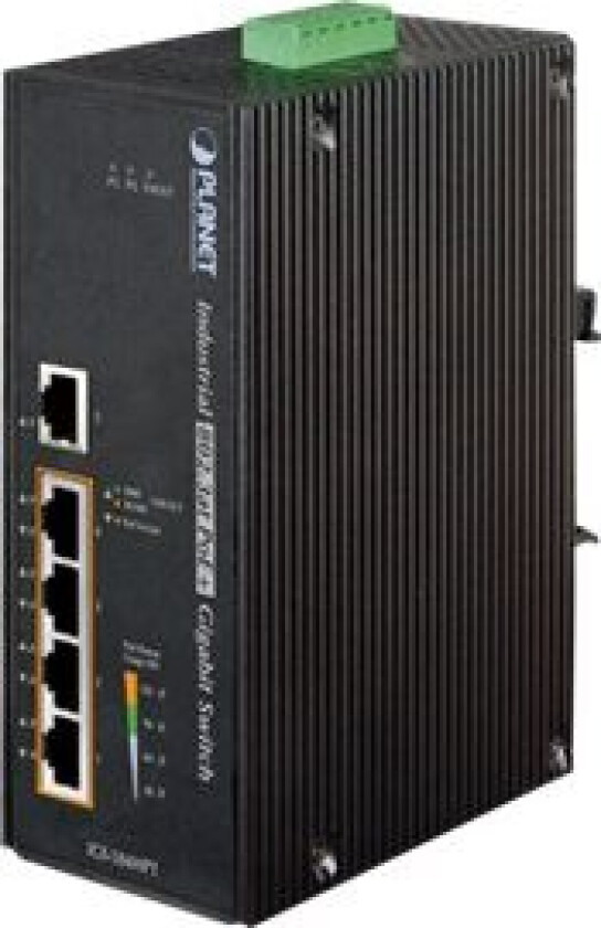 Planet Igs-504Hpt - Switch - 4 X 10/100/1000 (Poe+) + 1 X 10/100/1000 - Din-Skinnemonterbar - Poe+ (120 W) - Dc-Strøm