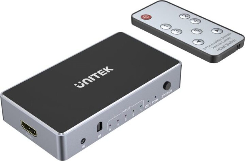 Unitek - Video/Lyd Splitter/Bryter - 5 In, 1 Out, 4K X Hdmi - Stasjonær