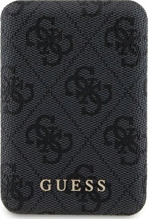 Powerbank Guess Guess 4G Leather Metal Logo Magsafe - Power Bank Indukcyjny 5000 Mah 15W Magsafe (Czarny)