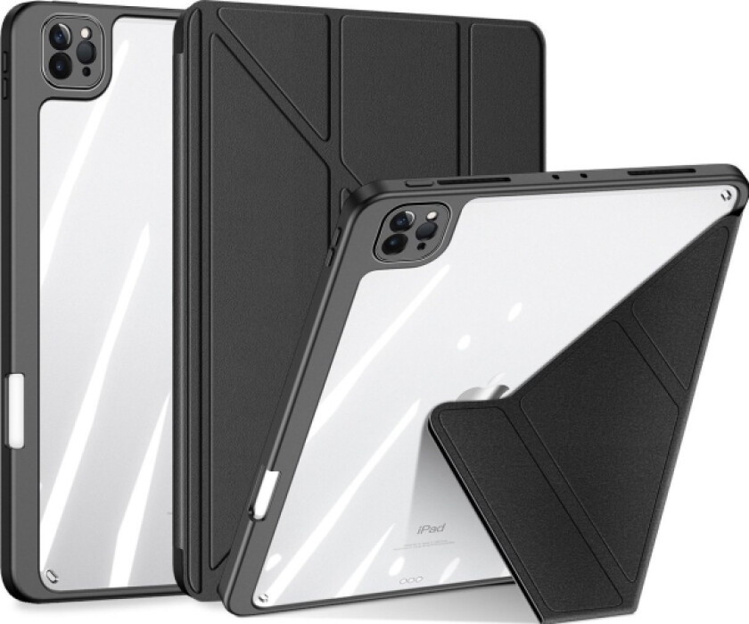 Magi Nettbrettdeksel For Ipad Pro 12.9'' 2021 / 2020 / 2018 Smartdeksel Med Stativ Og Oppbevaringsplass For Apple Pencil Svart