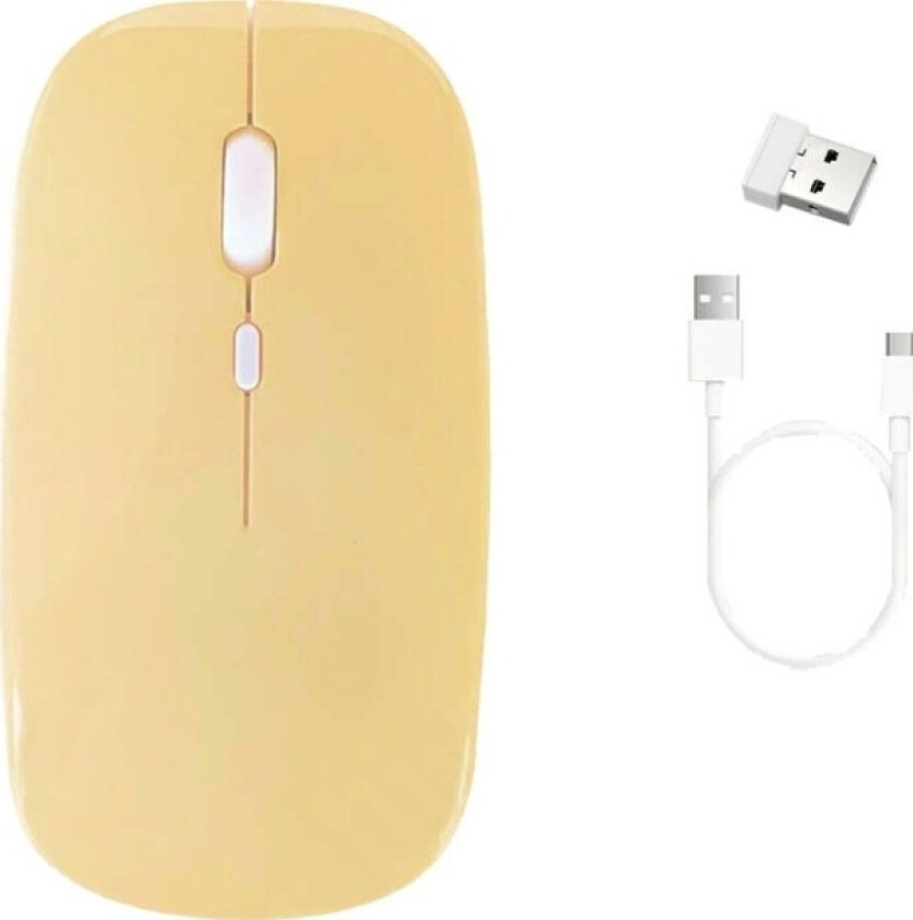 Mouse Wireless Bluetooth Computer Mouse + Radio (Yellow) Universal