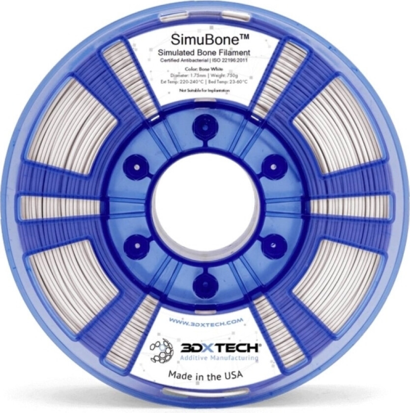 Bon2010750w Simubone Modeling Filament Pla-Plast Antibakteriel, Lugtsvag 1.75 Mm 750 G Hvid 1 Stk