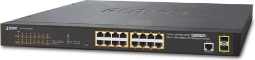 Planet Gs-4210-16P2s, Håndtert, L2/L4, Gigabit Ethernet (10/100/1000), Strøm Over Ethernet (Poe), Rack-Montering, 1U