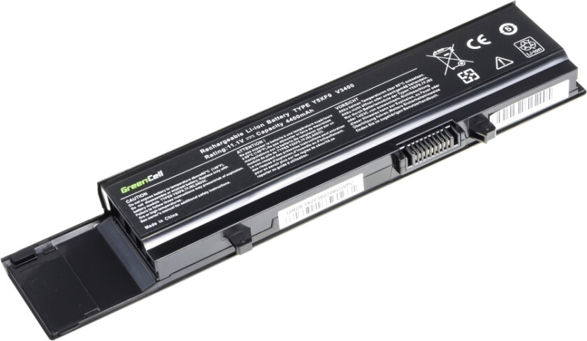 Green Cell - Batteri Til Bærbar Pc (Tilsvarer: Dell 7Fj92, Dell Y5xf9) - Litiumion - 6-Cellers - 4400 Mah - Svart - For Dell Inspiron 3700, 8200 Pre