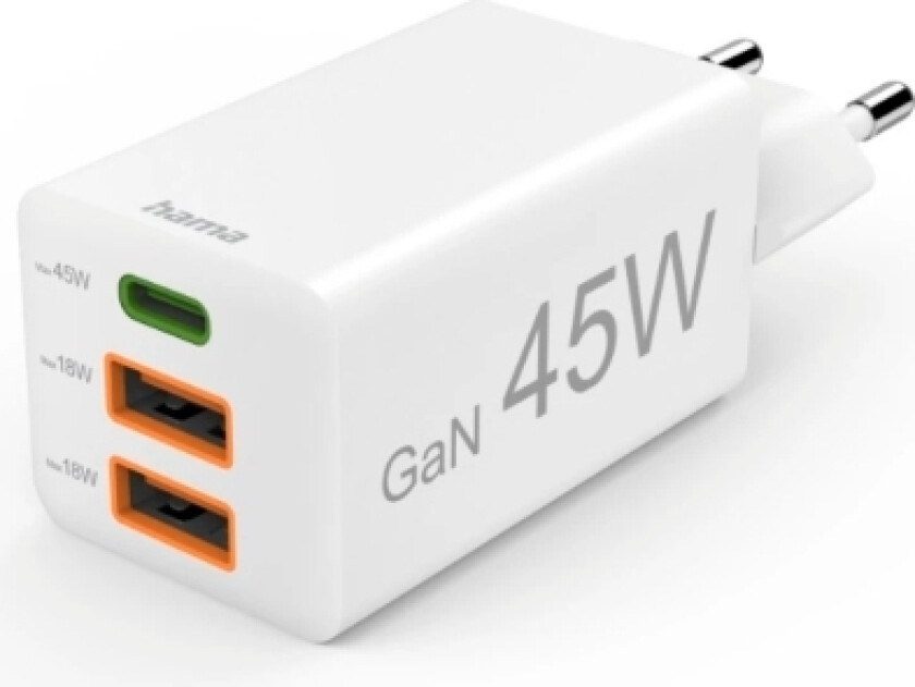 Mini Gan 45W Pd/Qc 1X Usb-C, 2X Usb-A Vanlig