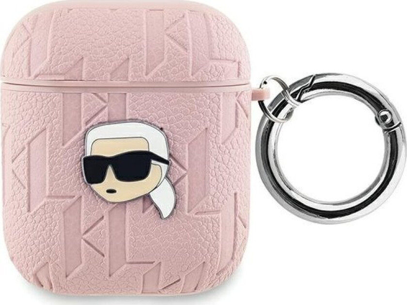 Kla2pgkipp Airpods 1/2 Deksel Rød/Rosa Monogram Karl Head
