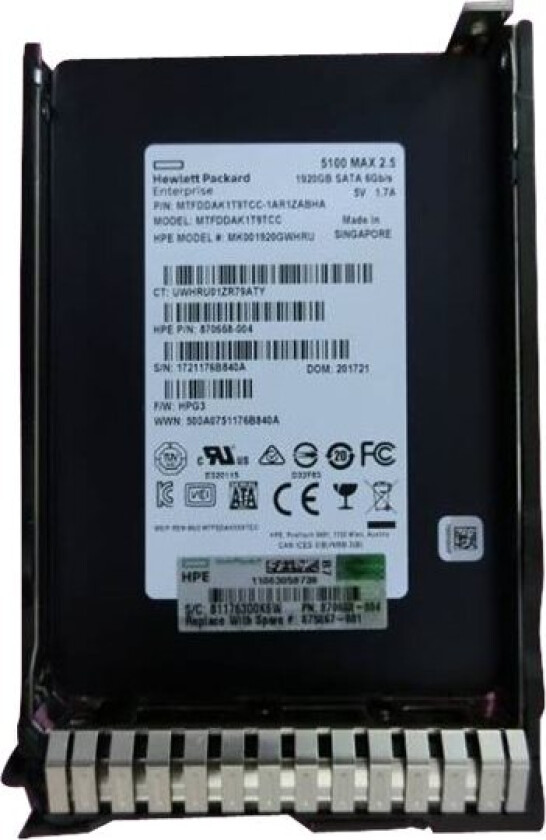 Hpe Mixed Use - Ssd - 1.92 Tb - 2.5" Sff - Sata 6Gb/S - Med Hpe Smart Carrier