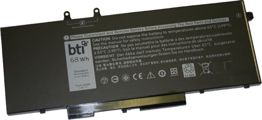 Bti - Batteri Til Bærbar Pc - Litiumpolymer - 4-Cellers - 8500 Mah - 65 Wh - For Dell Inspiron 15 7590 2-In-1 Latitude 5300, 5300 2-In-1, 5310, 5310