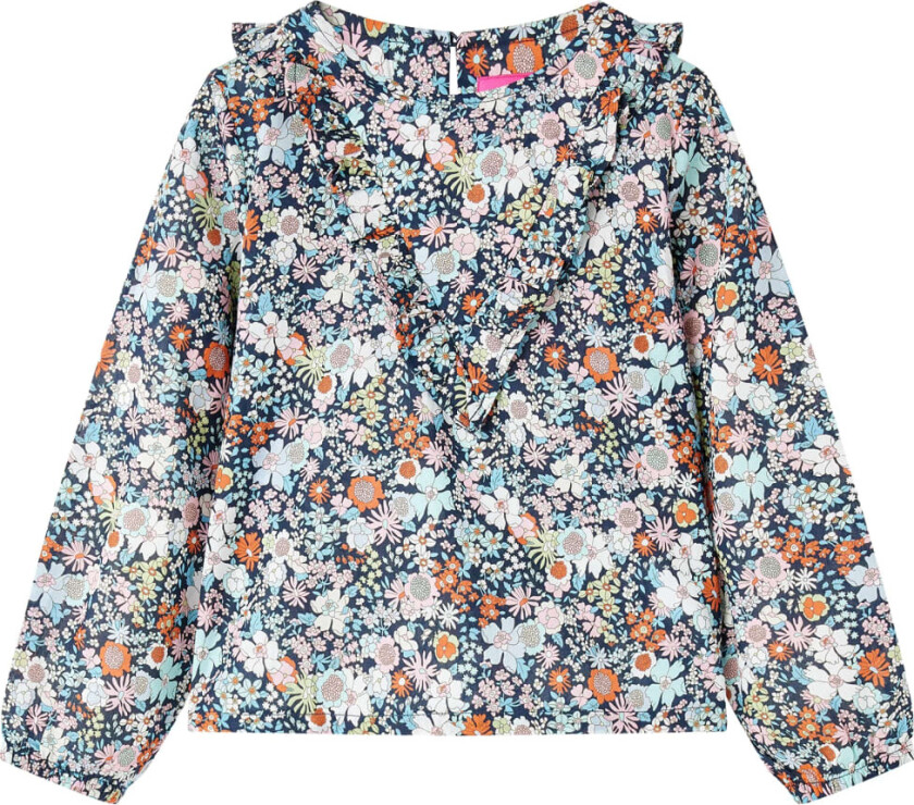 T-skjorte for barn med lange ermer mørkeblå 128