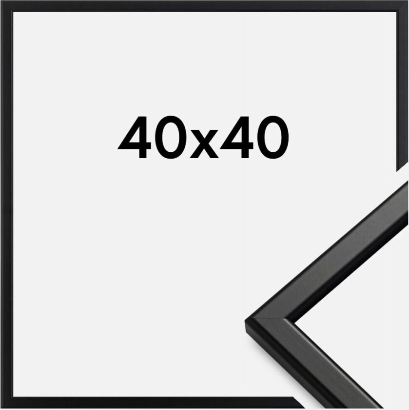 Ramme Slim Matt Antirefleksglass Svart 40x40 Cm