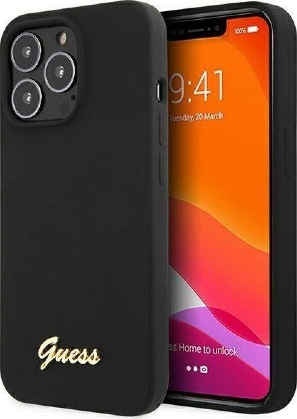Guhcp13xlslmgbk Iphone 13 Pro Max 6.7" Black/Czarny Hardcase Silicone Script Gold Logo