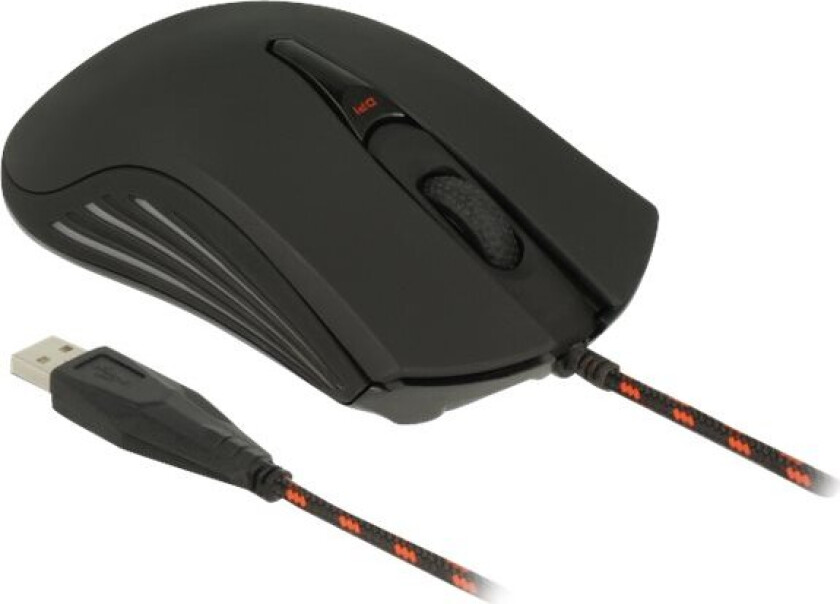 Delock - Mus - Høyre- Og Venstrehåndet - Optisk - 4 Knapper - Kablet - Usb - Svart, Rød - Løsvekt