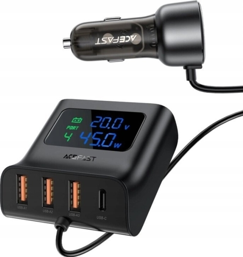 B11 138W Usb-A Usb-C Billader Med 6 Porter - Svart