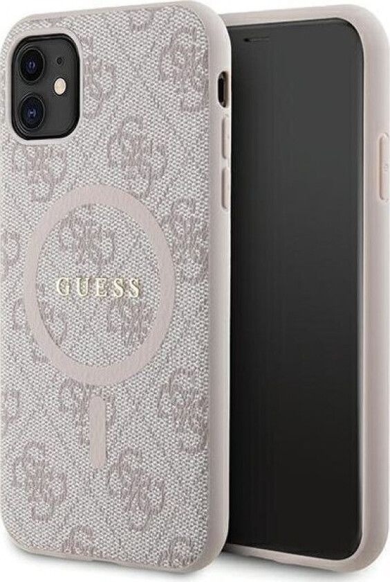 Originalt Guess Guhmn61g4gfrp Frontpaneldeksel For Iphone 11 (Kompatibel Med Magsafe / 4G Ring Classic Logo / Rosa)