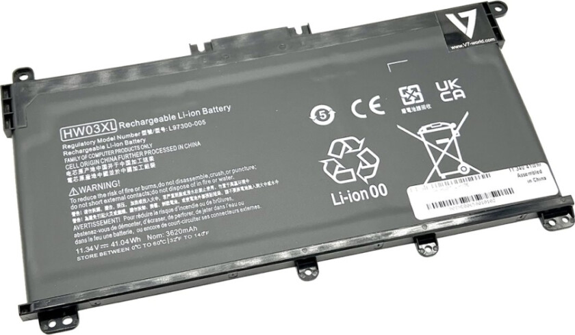 - Batteri Til Bærbar Pc (Tilsvarer: Hp Hw03xl, Hp Hw03041xl, Hp L96887-1D1, Hp L97300-005) - Utskifting - Litiumion - 3-Cellers - 3620 Mah - 41 Wh