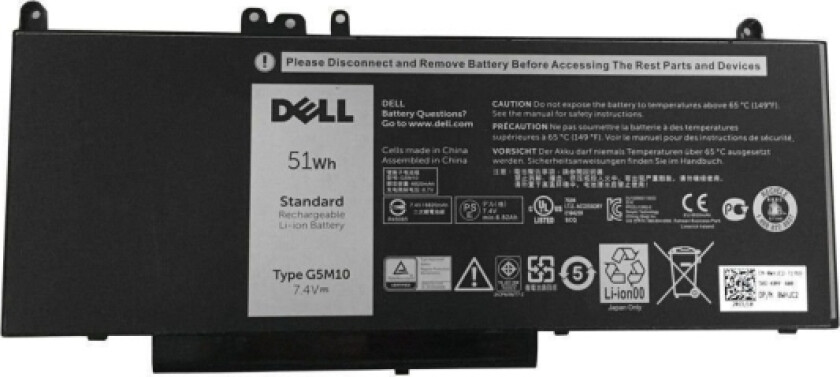 - Batteri Til Bærbar Pc - Litiumpolymer - 4-Cellers - 6880 Mah - 51 Wh - Svart - For Latitude E5450, E5550