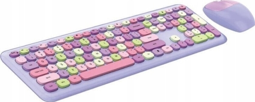 666 Trådløst Tastatur + Mus (Lilla)