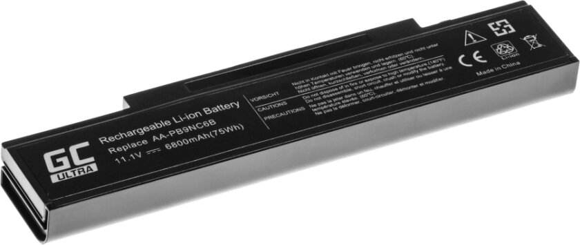 Green Cell Ultra - Batteri Til Bærbar Pc (Tilsvarer: Samsung Aa-Pb9nc6b, Samsung Aa-Pb9ns6b) - Litiumion - 6-Cellers - 6800 Mah - Svart - For Samsung