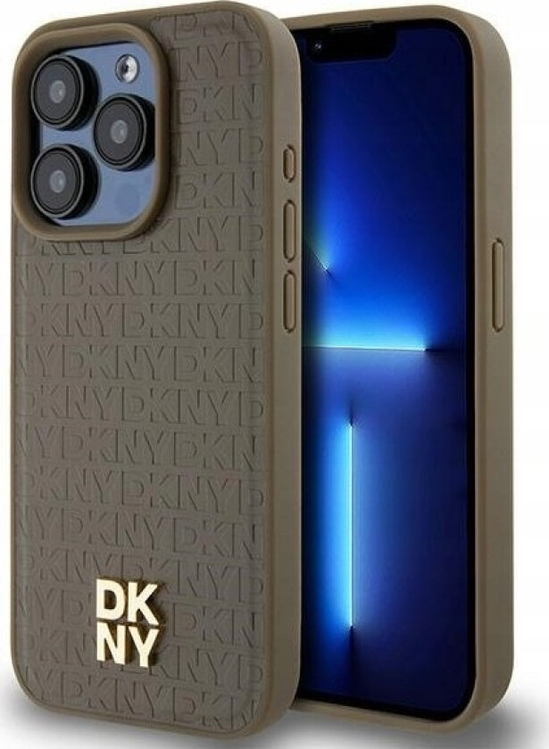 Dkny Dkny Dkhmp15xpshrpsw Iphone 15 Pro Max 6.7" Brown/Brown Hardcase Leather Pattern Metal Logo Magsafe