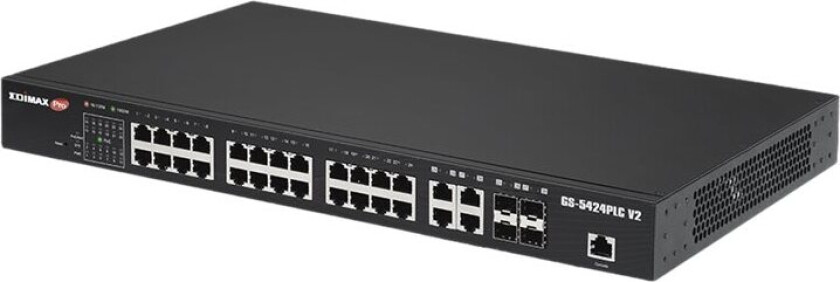 Edimax Pro Gs-5424Plc V2 - Switch - Smart - 24 X 10/100/1000 (Poe+) + 4 X Combo Sfp - Monterbar På Stativ - Poe+ (400 W)