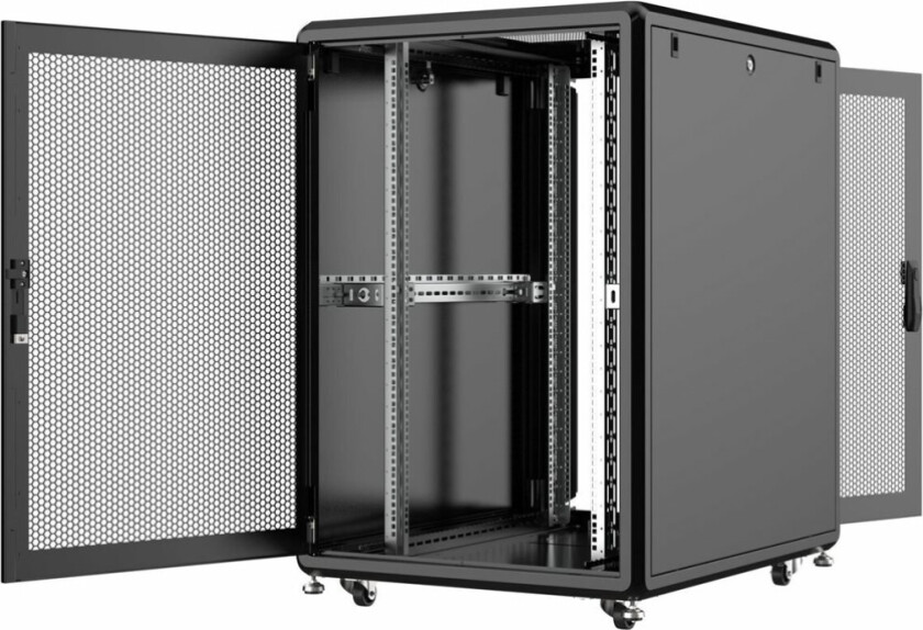 By Logon - Rack Skap - 800 X 1000 Mm, Server Line - Med 4 Kjølevifter - Free-Standing - Svart, Ral 9005 - 22U - 19"